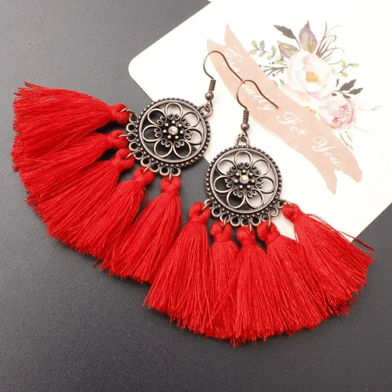 Tassel Drop Earrings - Statement Jewelry