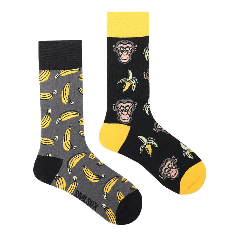 Colorful Print Cotton Socks - Unisex Mid-Tube Casual Pair