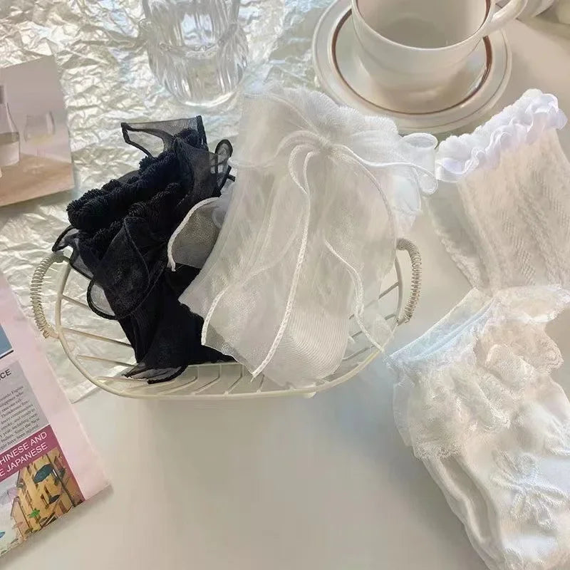 Lolita Lace Ruffle Socks - Sweet Japanese Style Pair