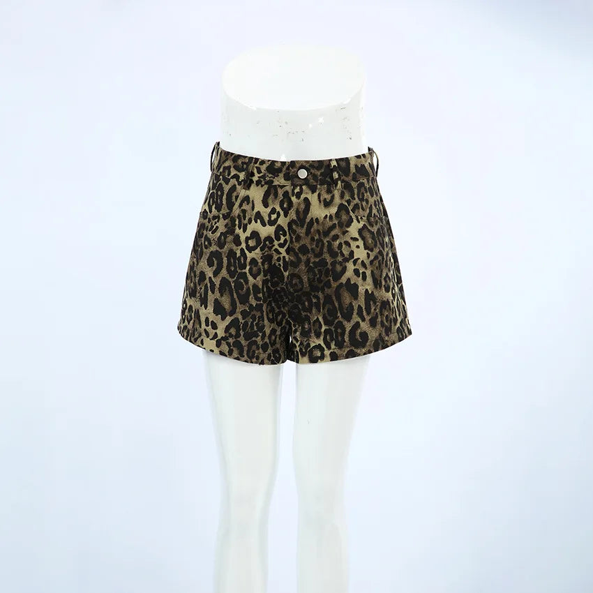 Premium Leopard Print Y2K Shorts - Pocket Detail Style