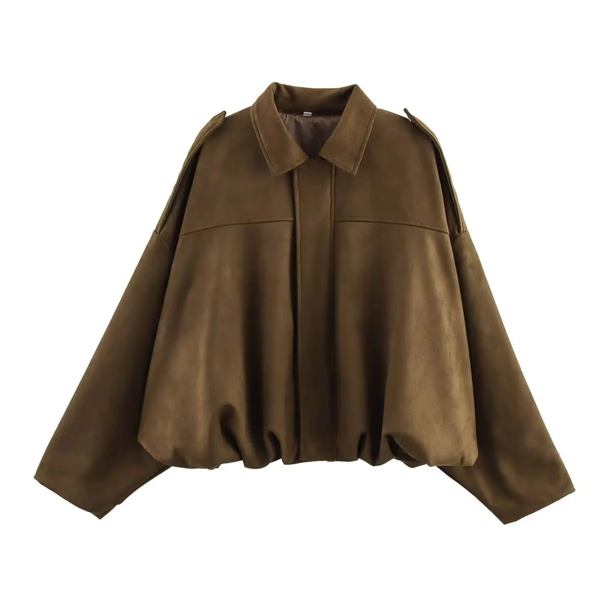 Suede-Texture Bomber Jacket - Relaxed Chic Outerwear