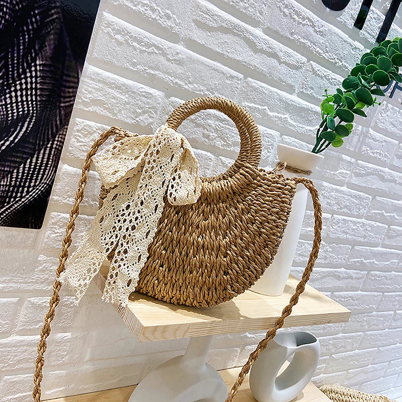 Woven Straw Crossbody Bag
