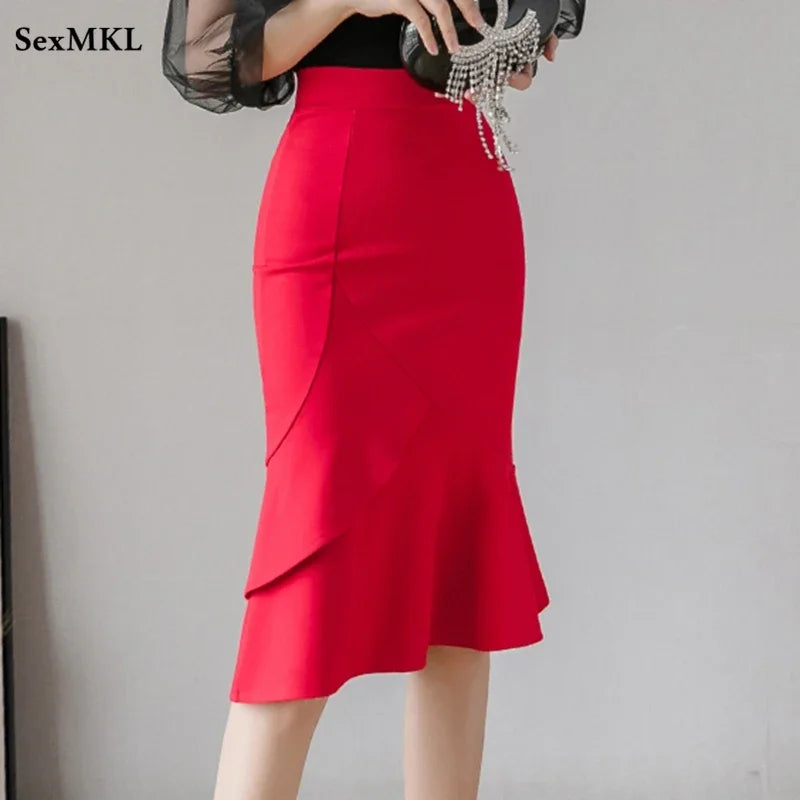 Premium Black Bodycon Long Skirt - High Waist Elegant Style