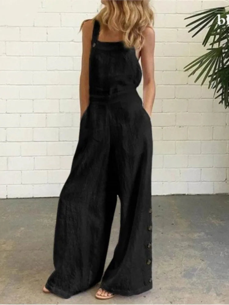 Sleeveless Wide-Leg Jumpsuit - Office & Occasion Wear
