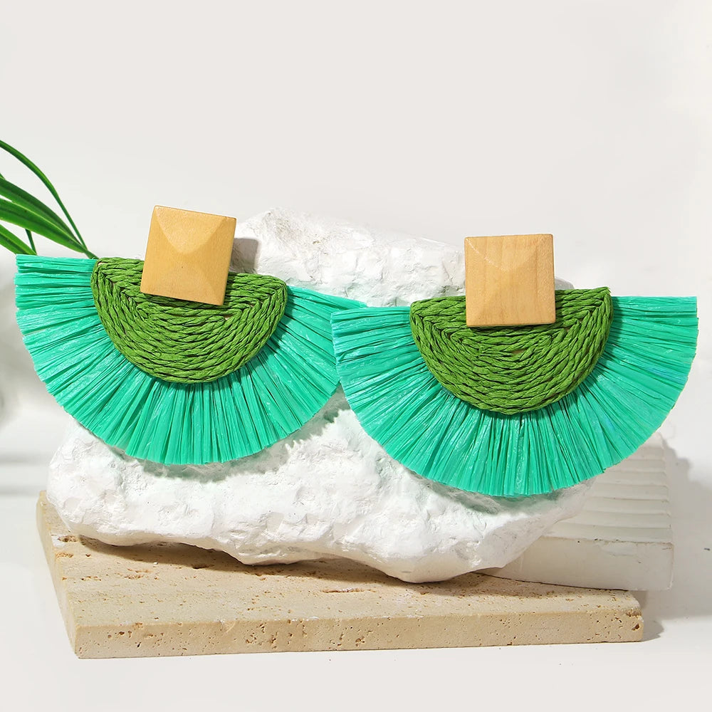 Raffia Drop Earrings - Statement Jewelry