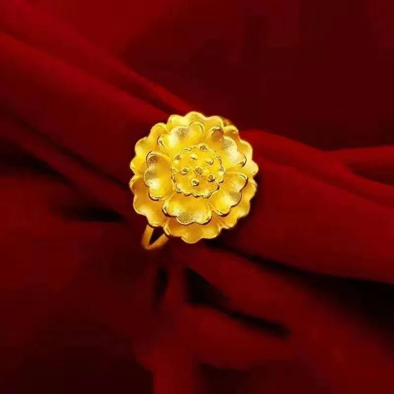Premium Blooming Flower Ring - 24K Gold AU999