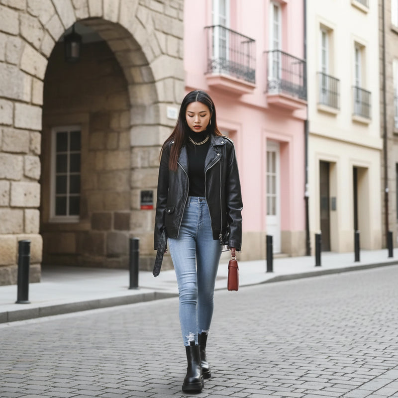 Premium PU Moto Jacket - Black Streetwear Outerwear