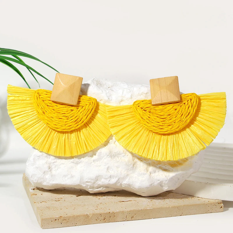 Raffia Drop Earrings - Statement Jewelry