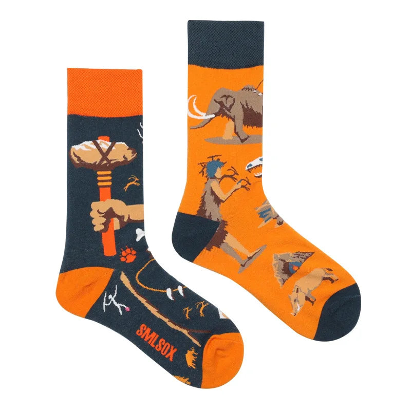 Colorful Print Cotton Socks - Unisex Mid-Tube Casual Pair
