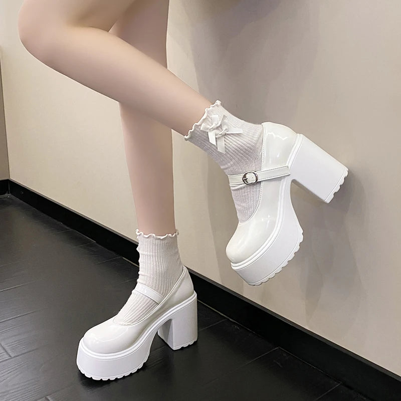 Premium Mary Jane Platform Pumps - Chunky Heel Style