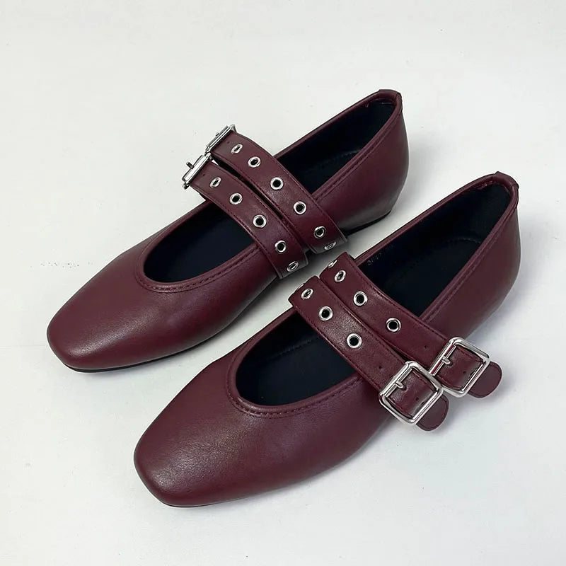 Premium Buckle Strap Ballet Flats - Round Toe Lolita Style