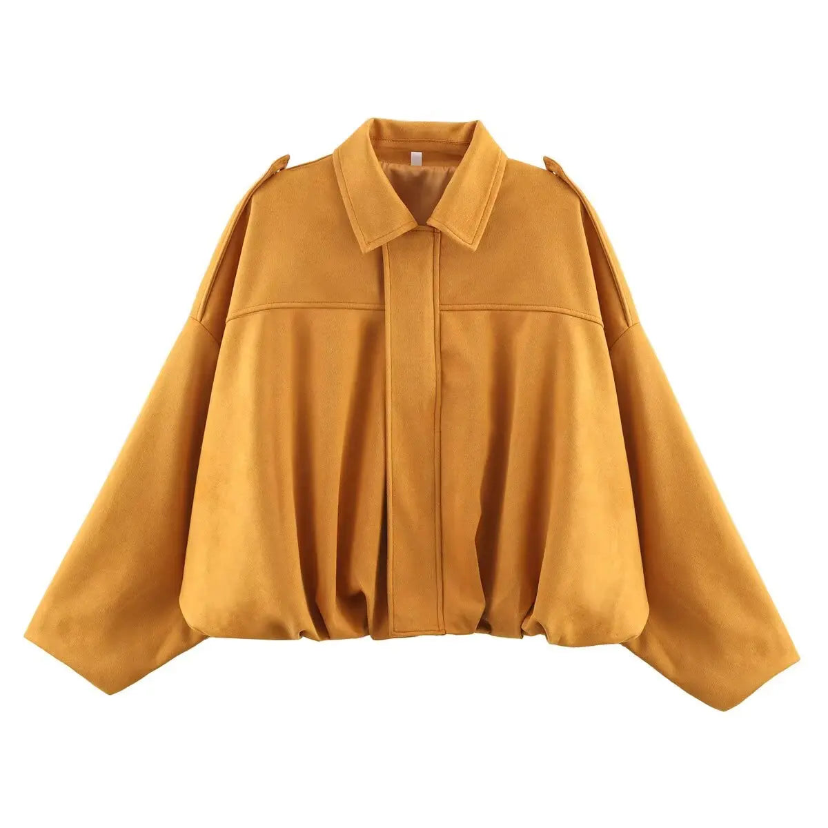 Suede-Texture Bomber Jacket - Relaxed Chic Outerwear