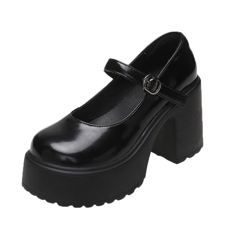 Premium Mary Jane Platform Pumps - Chunky Heel Style