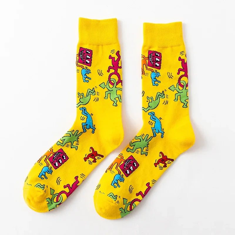 Cartoon Flamingo Cotton Socks - Casual Harajuku Crew Pair