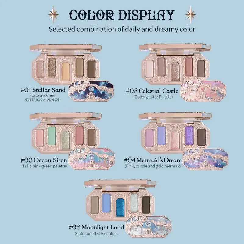 5-Color Eyeshadow Palette - Matte & Shimmer Pigment Collection