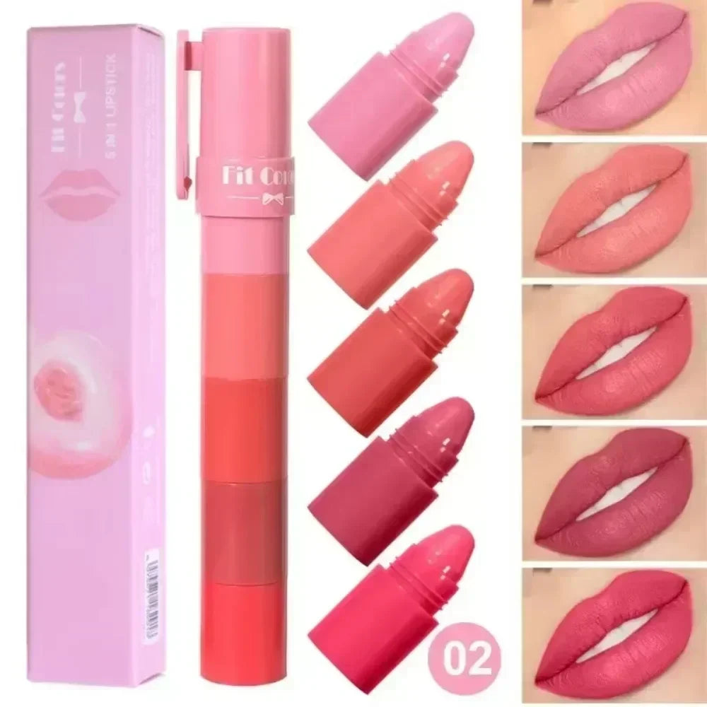 4-in-1 Matte Lipstick Crayon Kit - Waterproof Velvet Color