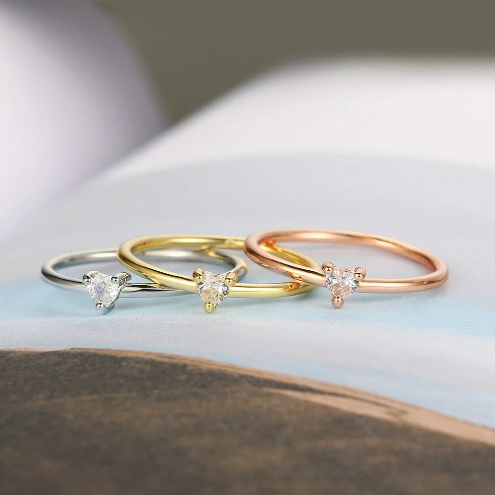 Luxury Heart Zircon Ring - 14K Gold-Plated Minimalist Jewelry