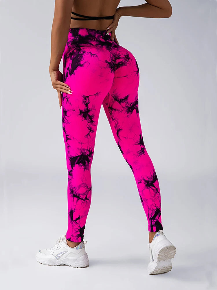 Tie-Dye Yoga Leggings - High-Waist Seamless Sculpt Fit