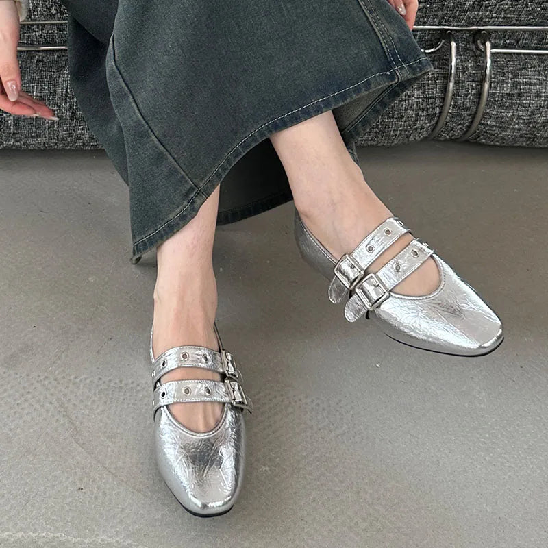 Premium Buckle Strap Ballet Flats - Round Toe Lolita Style