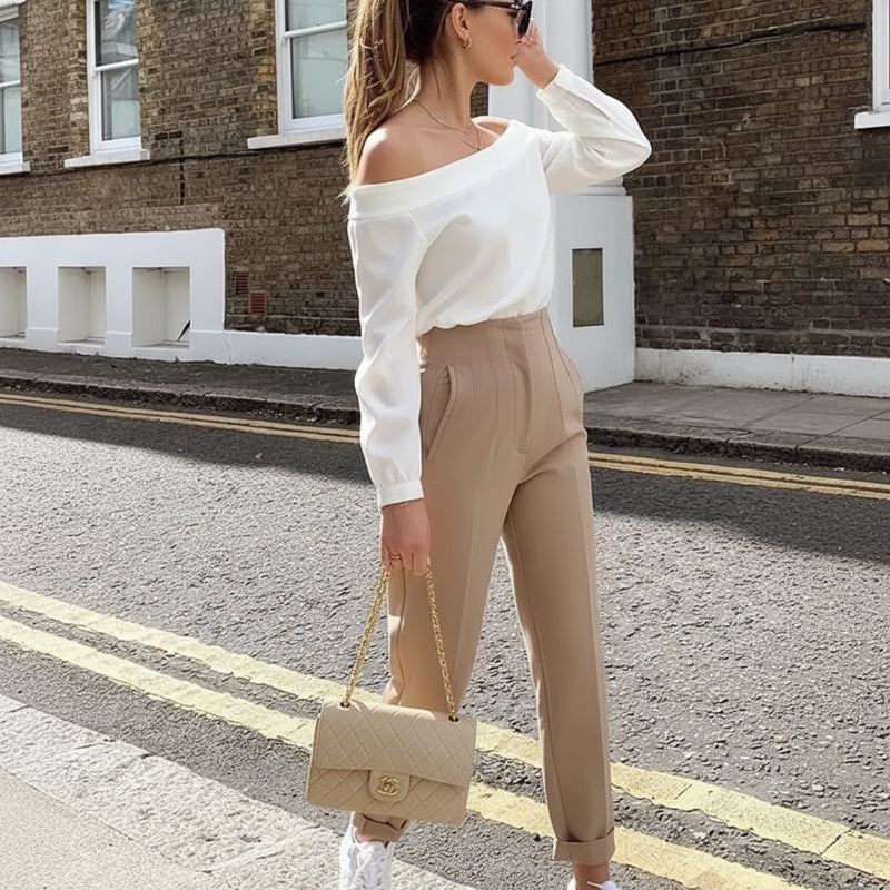 Slim High-Waist Pencil Pants - Chic Office Trousers