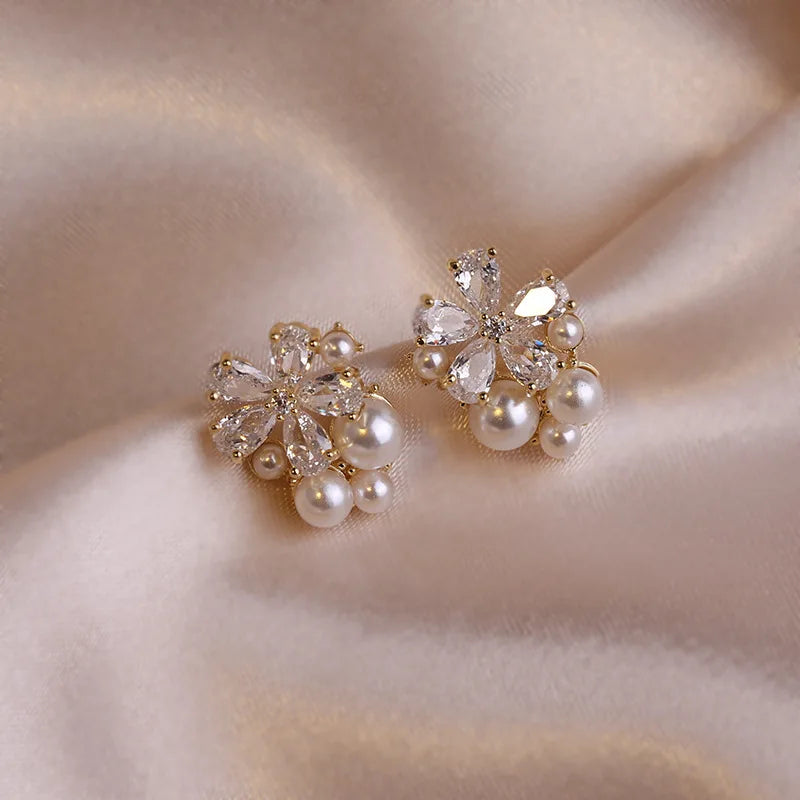 Rhinestone Stud Earrings - Statement Jewelry