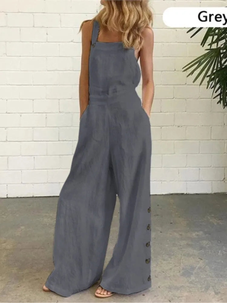 Sleeveless Wide-Leg Jumpsuit - Office & Occasion Wear