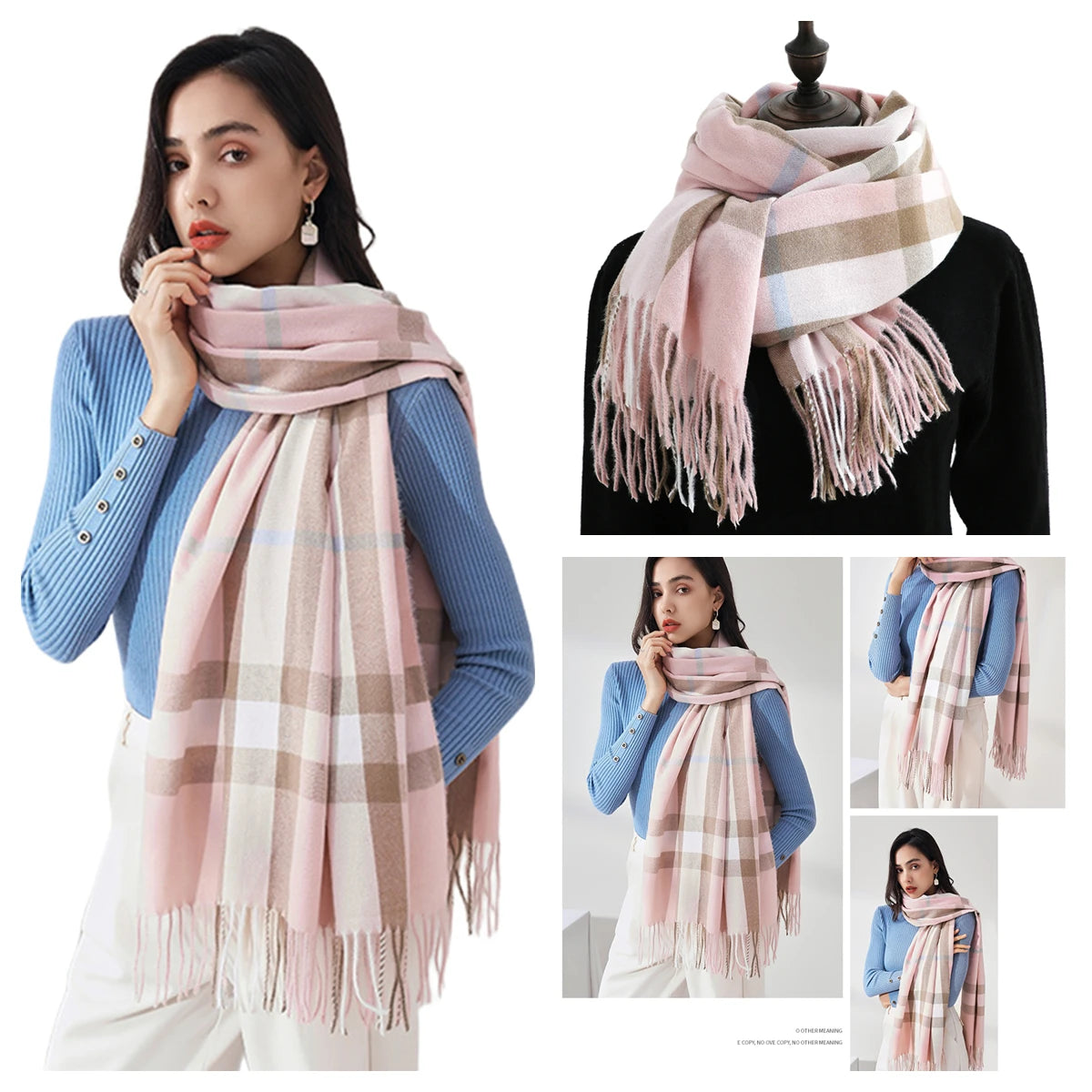 Luxury Plaid Cashmere-Feel Scarf - Oversized Shawl Wrap