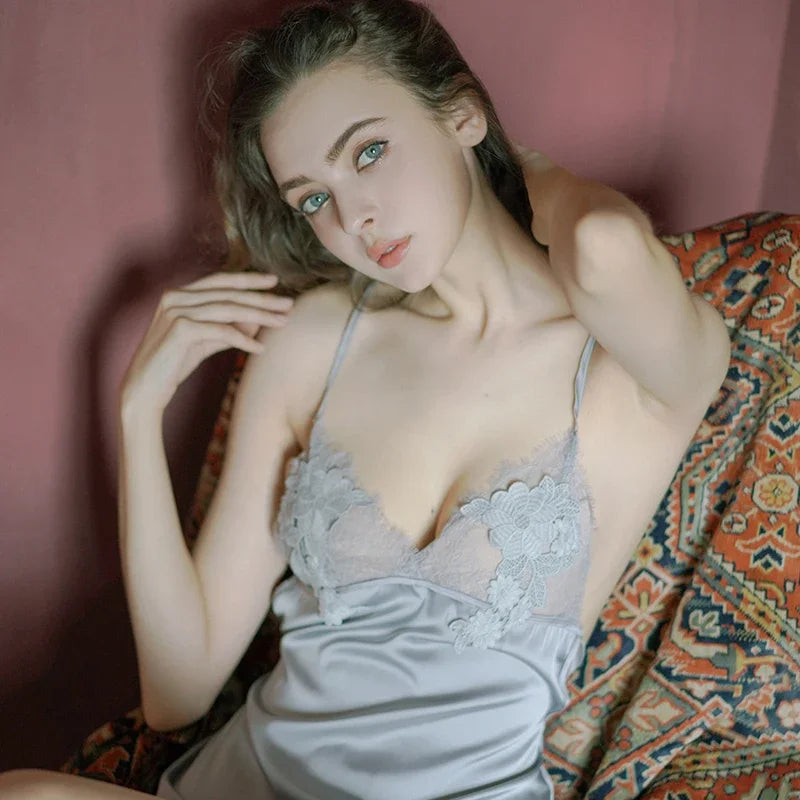 Lace Satin Nightdress - Soft Elegant Sleepwear