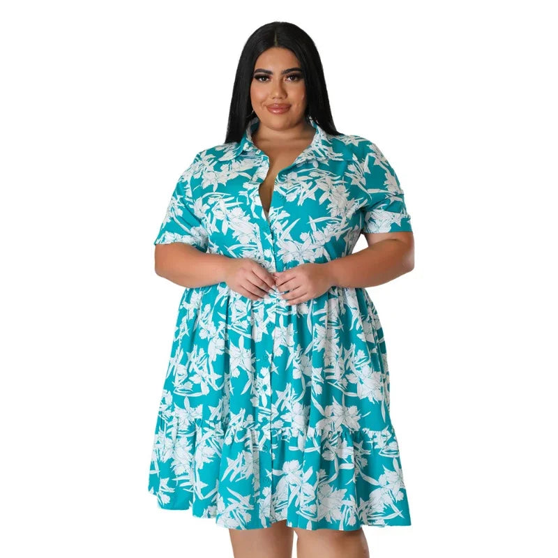 Plus Size Floral Midi Dress - A-Line Everyday Elegance