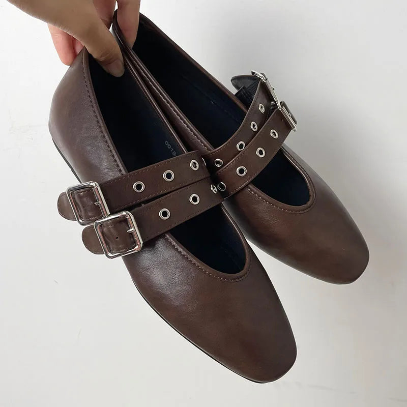 Premium Buckle Strap Ballet Flats - Round Toe Lolita Style