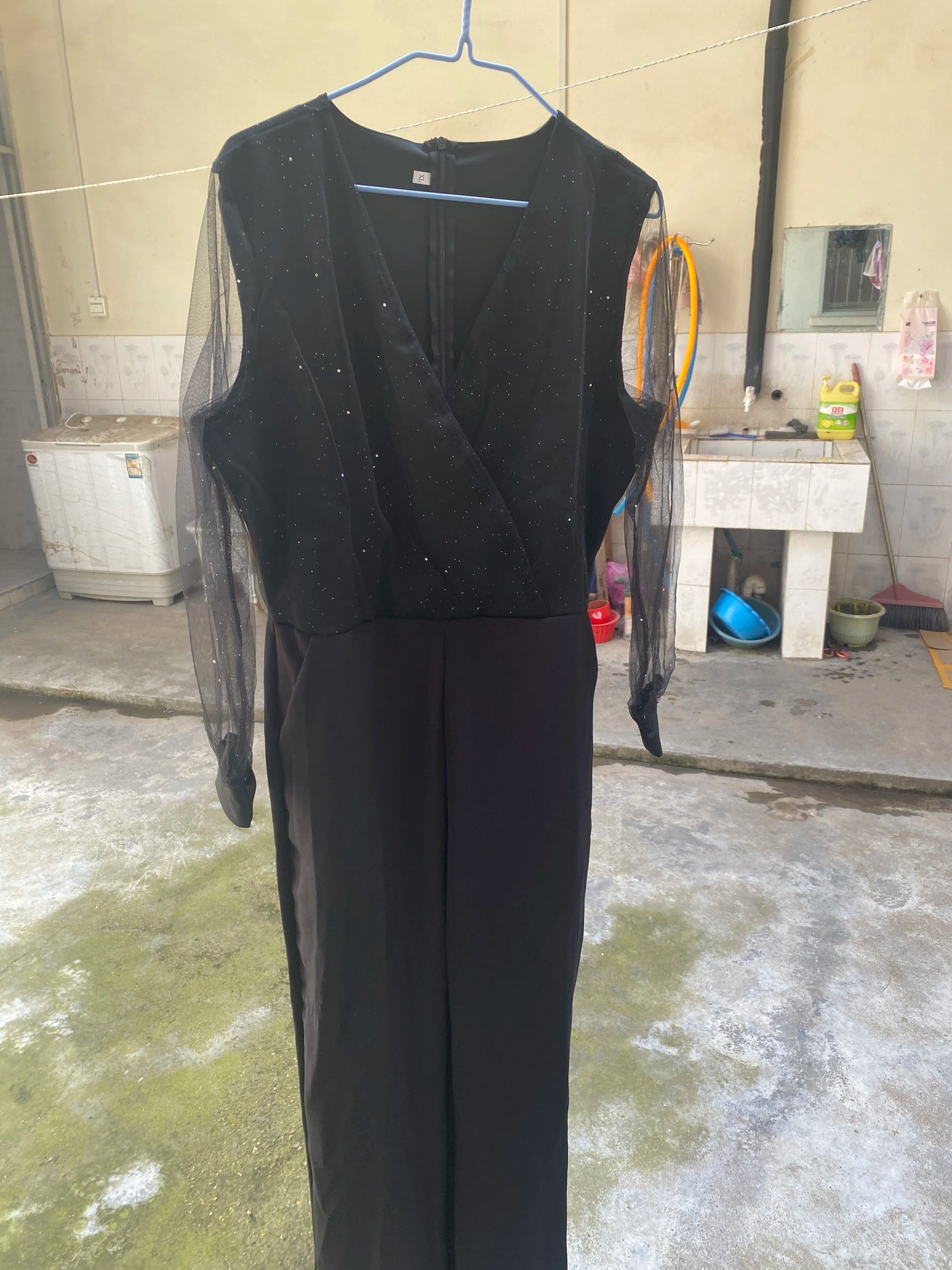 V-Neck Long Sleeve Jumpsuit - Office & Occasion Wear