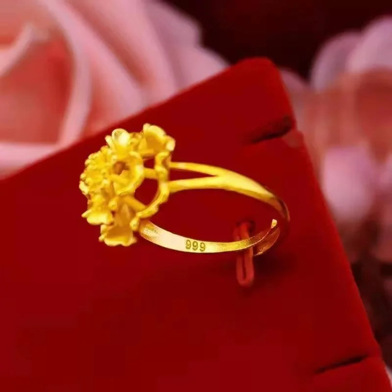 Premium Blooming Flower Ring - 24K Gold AU999