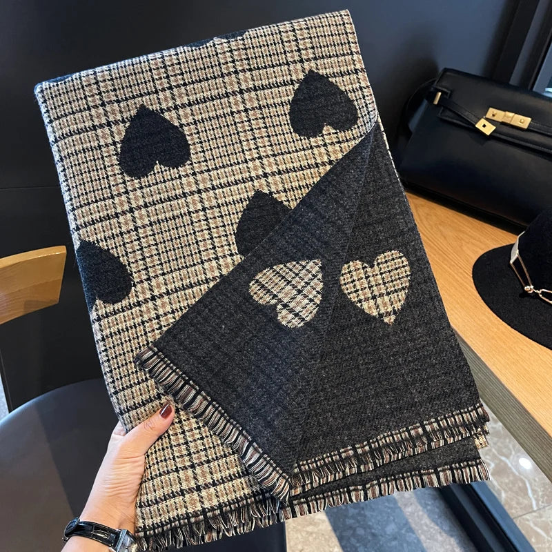 Luxury Plaid Cashmere-Feel Scarf - Oversized Shawl Wrap