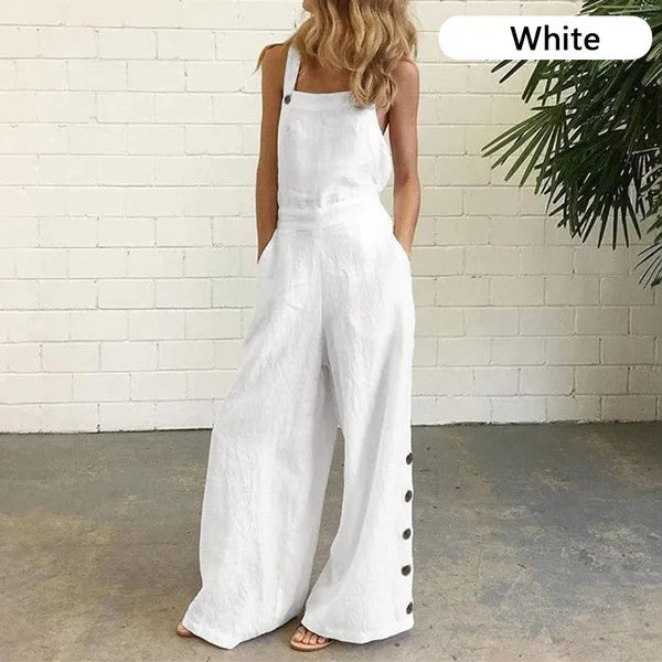 Sleeveless Wide-Leg Jumpsuit - Office & Occasion Wear