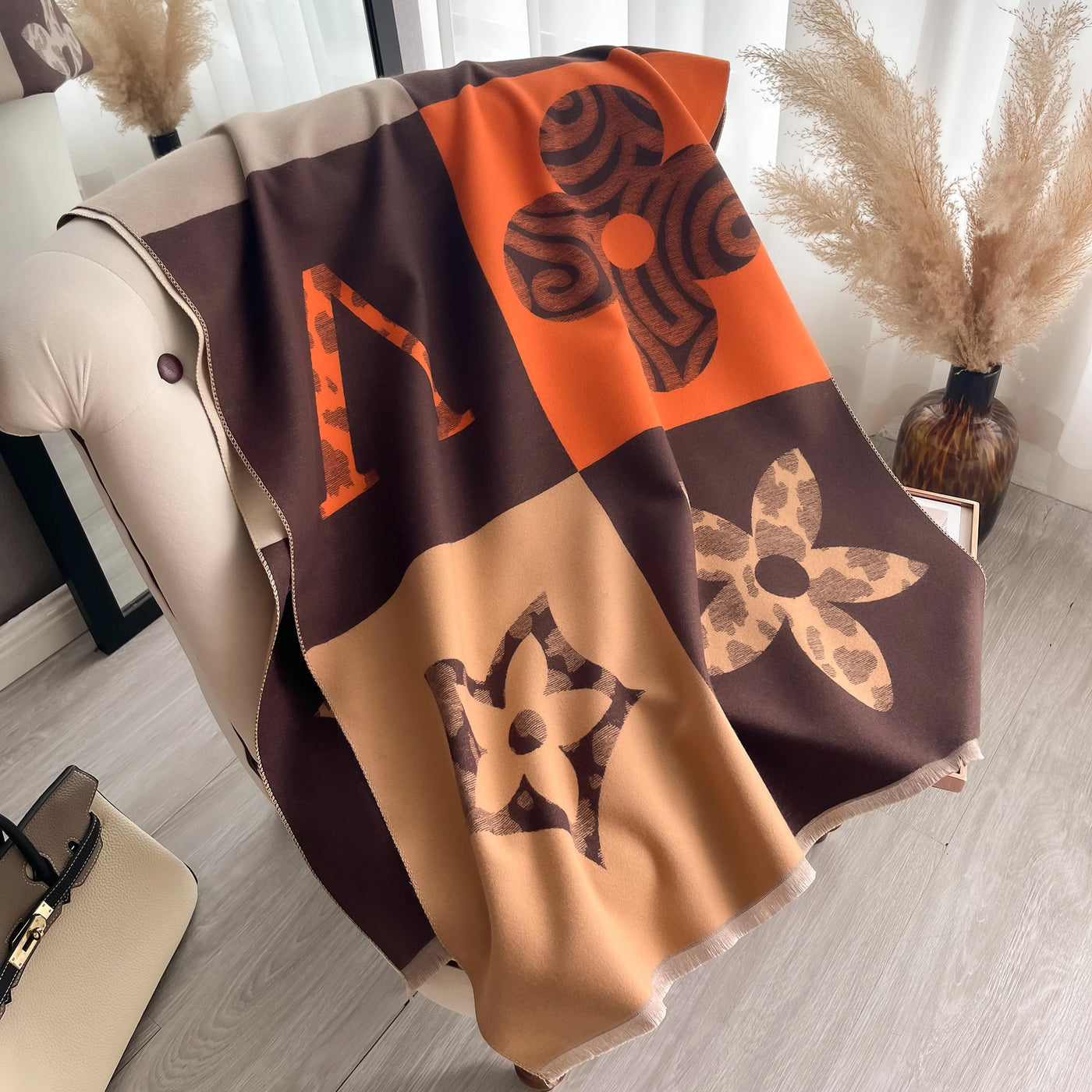 Luxury Jacquard Pashmina Shawl - Thick Warm Scarf Wrap
