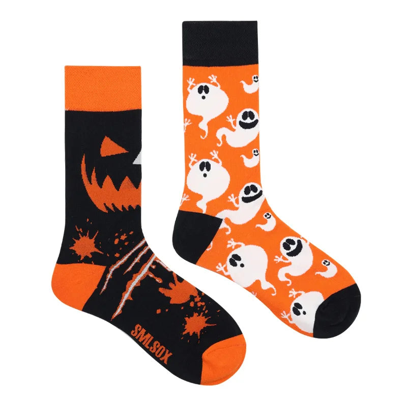 Colorful Print Cotton Socks - Unisex Mid-Tube Casual Pair