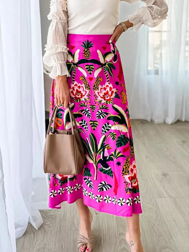 Premium Printed A-Line Skirt - Floral Everyday Style