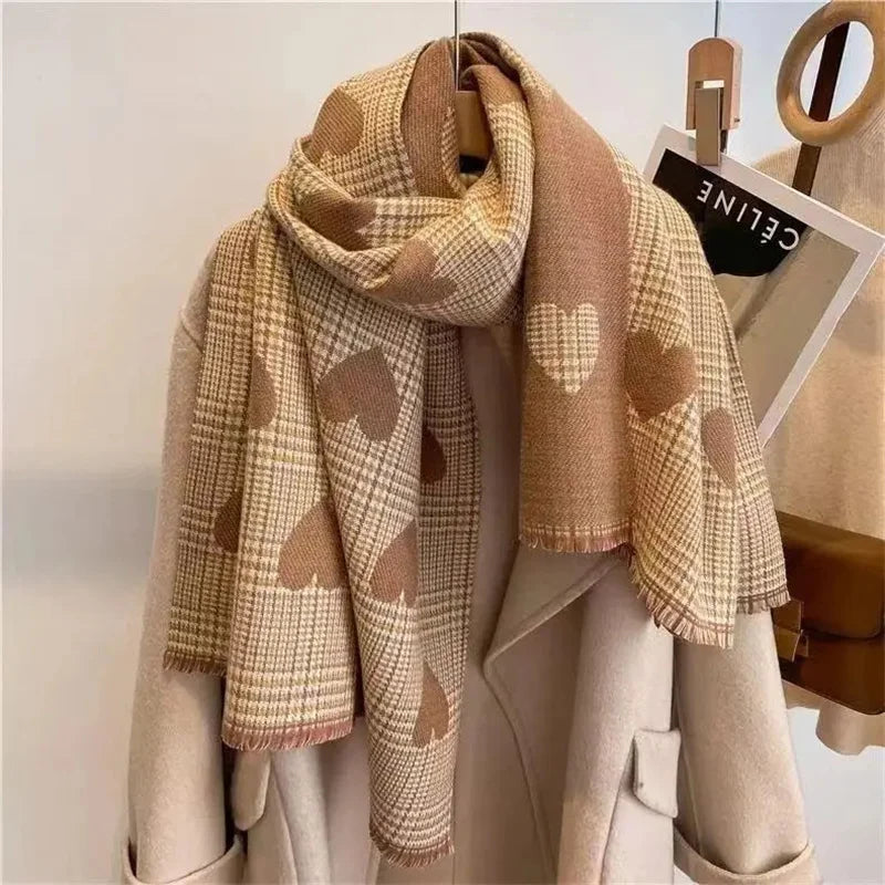 Luxury Plaid Cashmere-Feel Scarf - Oversized Shawl Wrap
