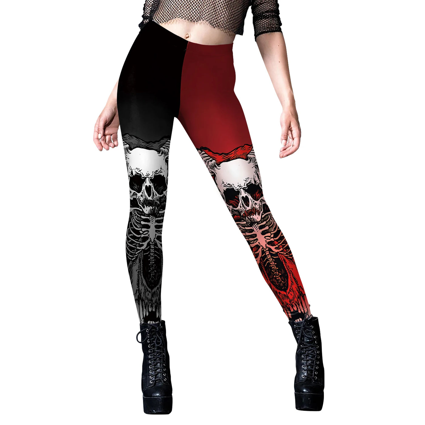Skeleton Print Leggings - Stretch Gothic Fitness Style