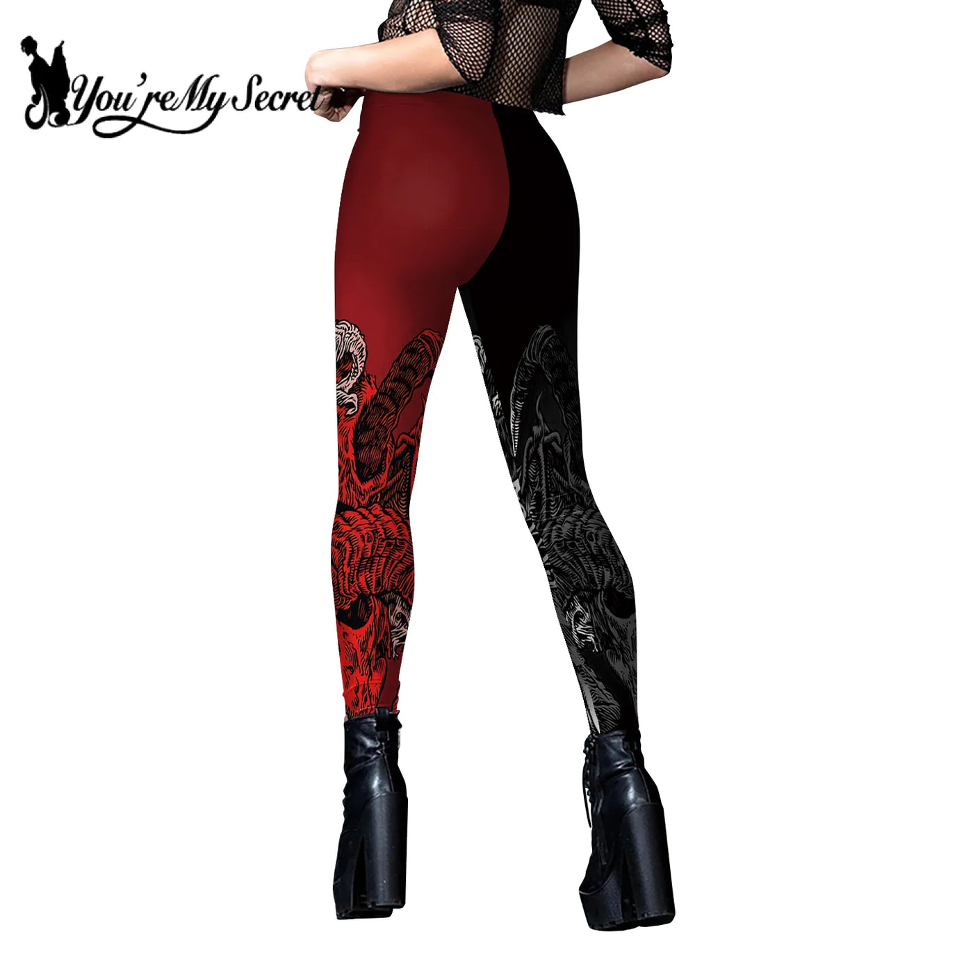 Skeleton Print Leggings - Stretch Gothic Fitness Style