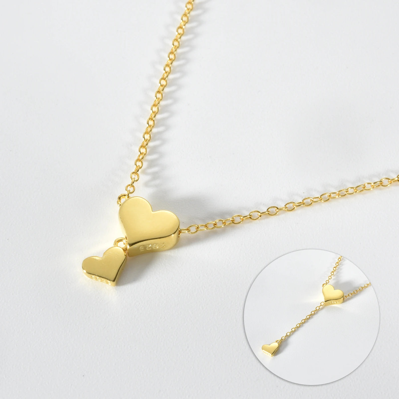 Premium 925 Sterling Silver Heart Pendant Necklace - Adjustable Chain