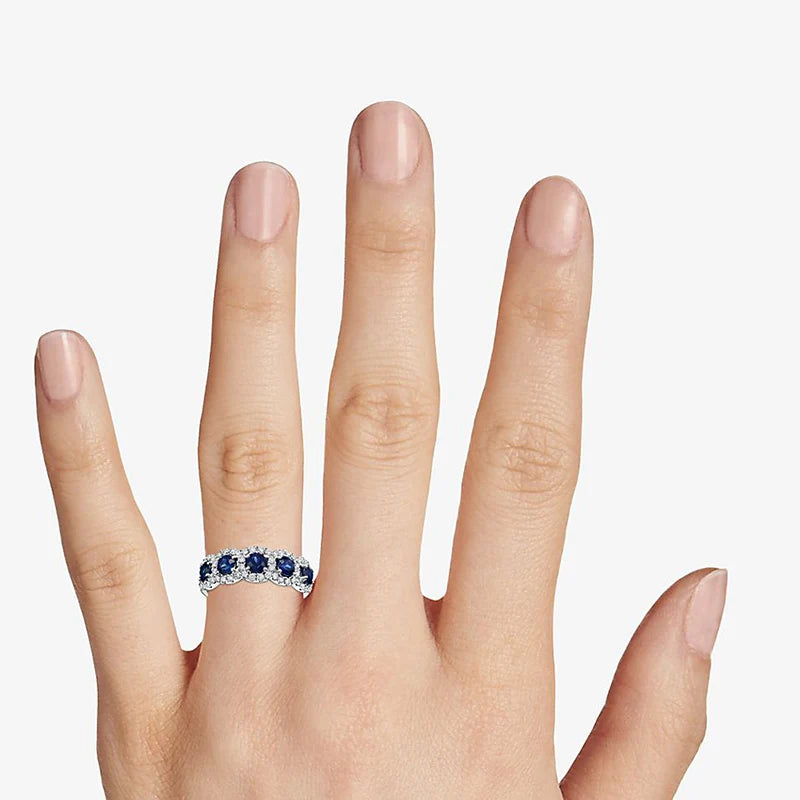 Luxury Blue and White Zircon Engagement Ring - Bridal Jewelry