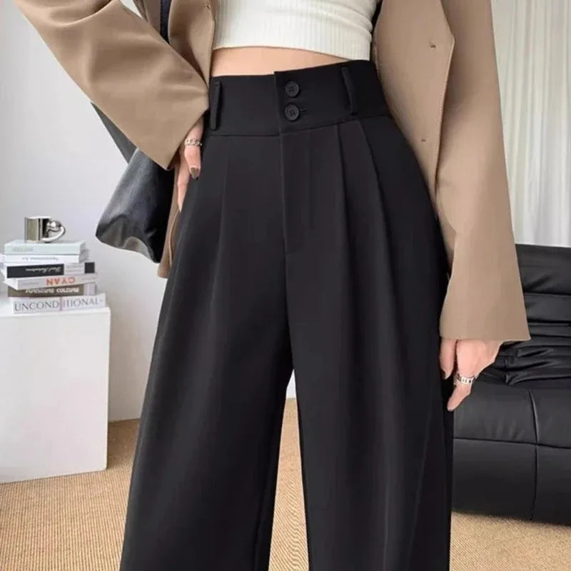 Elegant High-Waist Wide-Leg Pants - Office Ready Trousers