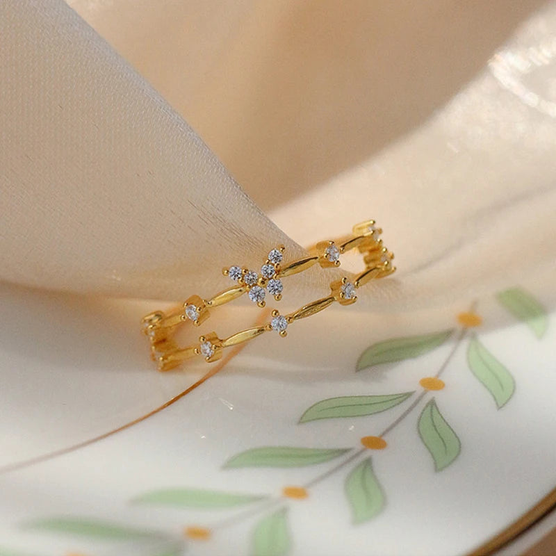 Premium Butterfly Ring - Silver-Tone Zircon Jewelry