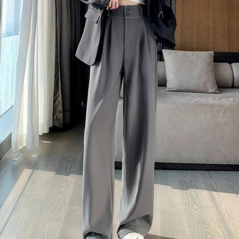 Elegant High-Waist Wide-Leg Pants - Office Ready Trousers