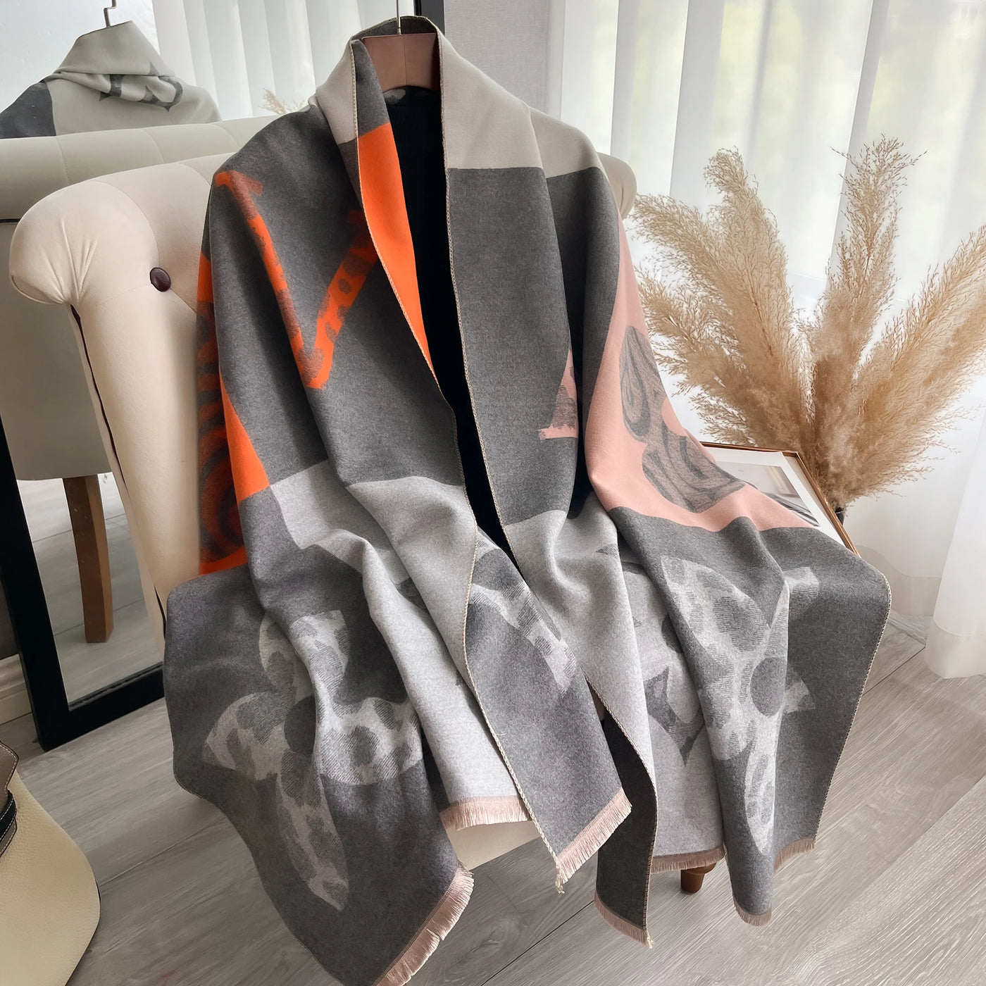 Luxury Jacquard Pashmina Shawl - Thick Warm Scarf Wrap