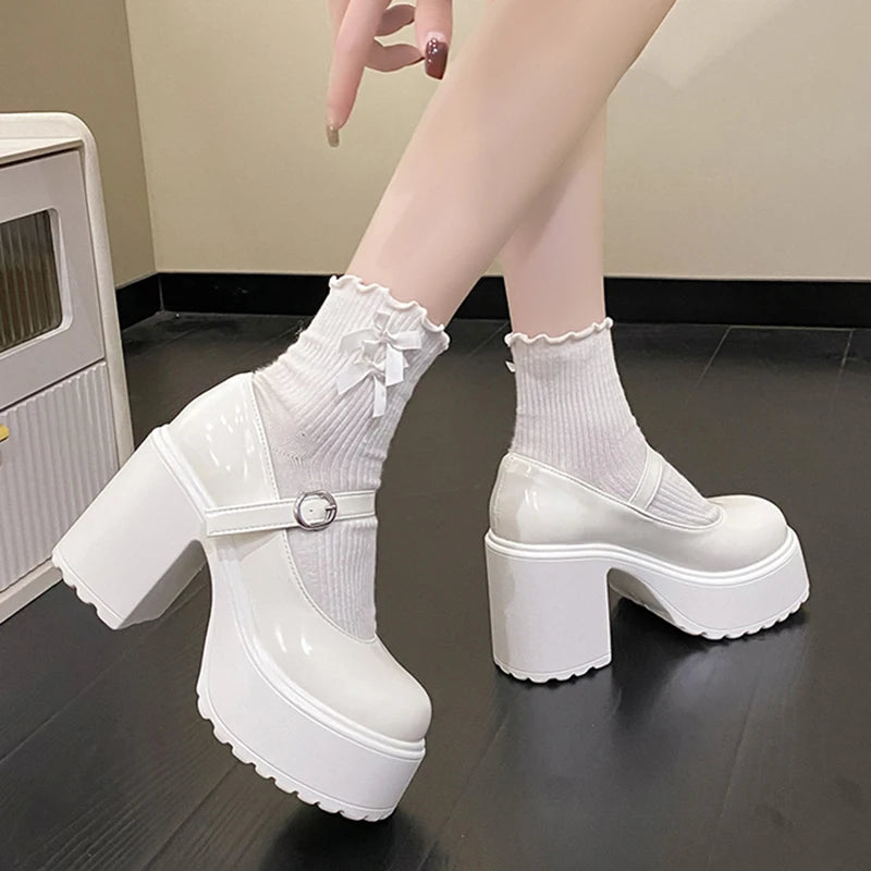 Premium Mary Jane Platform Pumps - Chunky Heel Style