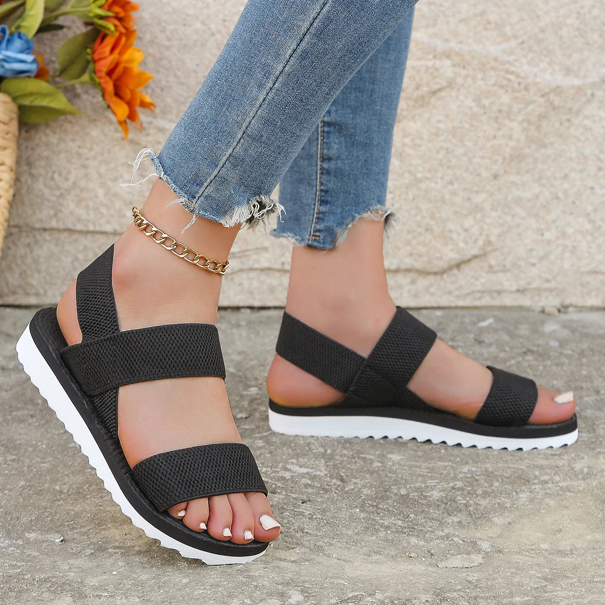 Premium Lace-Up Flat Sandals - Anti-Slip Comfort Design