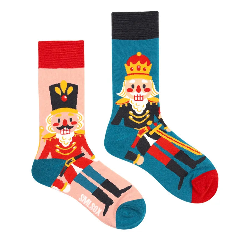 Colorful Print Cotton Socks - Unisex Mid-Tube Casual Pair