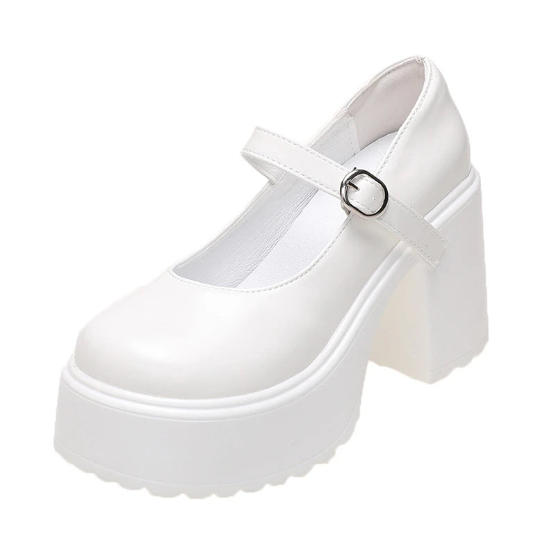 Premium Mary Jane Platform Pumps - Chunky Heel Style